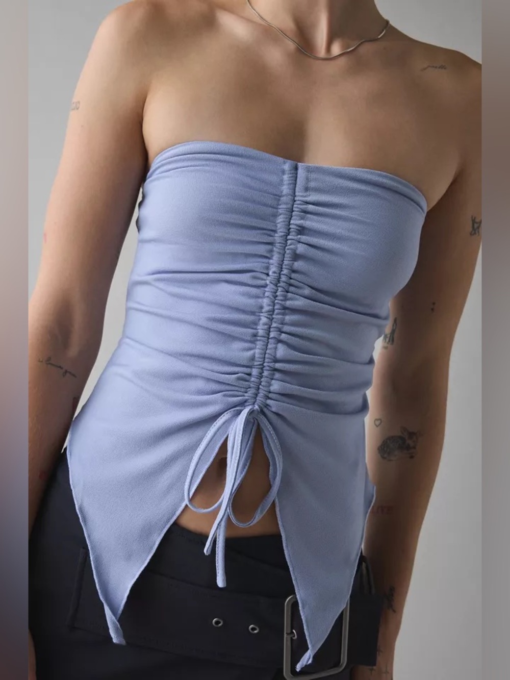 NWOT UO Iris Ruched Tie-Front Flyaway Tube Top